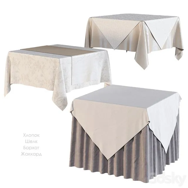 Tablecloth on a square table 3D Model