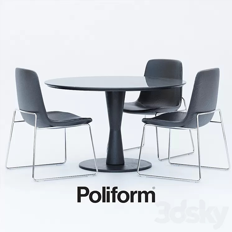 Tables Chairs Poliform Ventura Flute 3D Model Tables Chairs Poliform Ventura Flute 3D Model