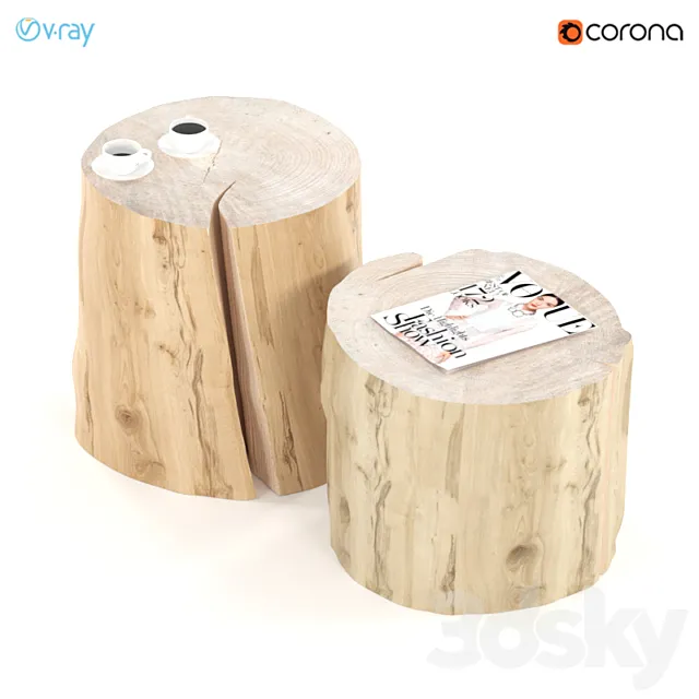 Tables from stumps. 3DModel