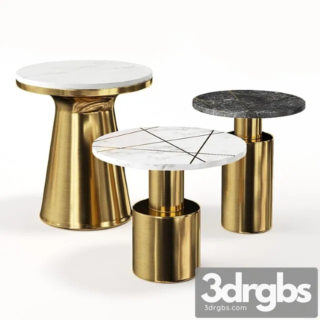 Tables made of brass and marble kork 2 3D Model Download