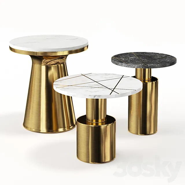 Tables made of brass and marble KORK 3D Model