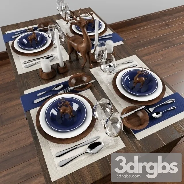 Tableware blue 3D Model Download Tableware blue 3D Model Download