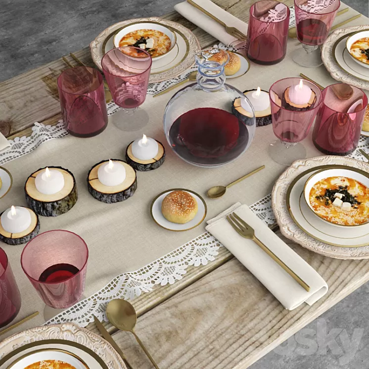 Tableware Shabby chic 3D Model