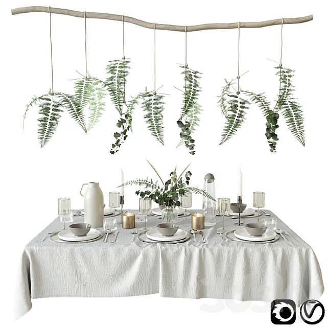 Tableware with fern 3DModel