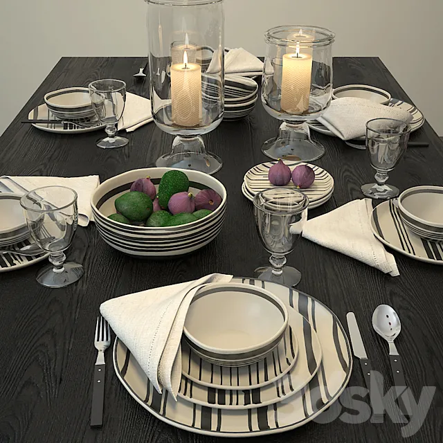 Tableware WYTHE STRIPED 3DModel Tableware WYTHE STRIPED 3DModel