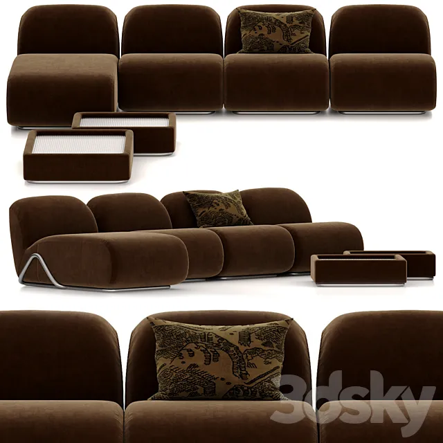 TACCHINI VICTORIA MODULAR SOFA 4 PLACES 3D Model TACCHINI VICTORIA MODULAR SOFA 4 PLACES 3D Model