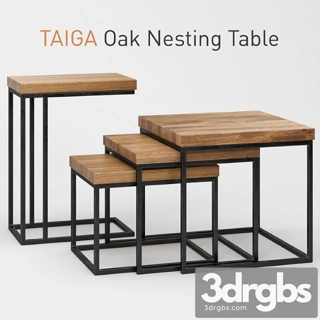 Taiga Oak Nesting Table 3D Model Download