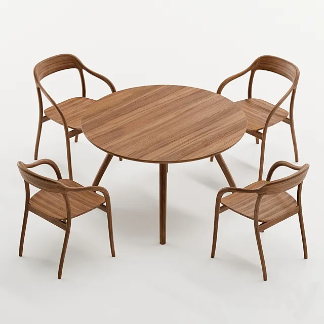 Tako ROUND TABLE & Tako ARMCHAIR by MARUNI 3D Model