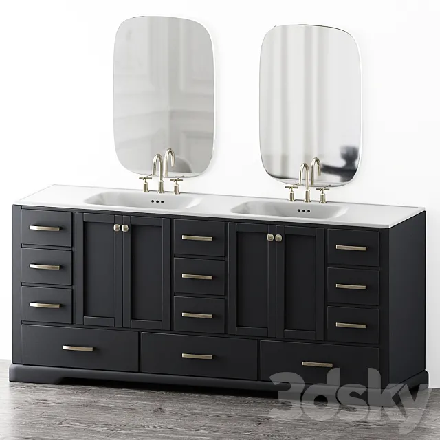 Talbot Double Bathroom Vanity Set 3D Model Talbot Double Bathroom Vanity Set 3D Model