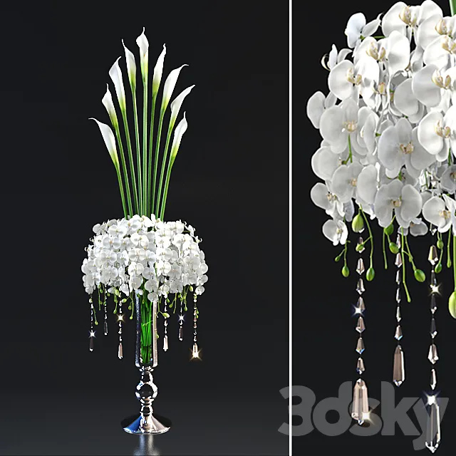 tall bouquet in a glass vase 3DModel tall bouquet in a glass vase 3DModel
