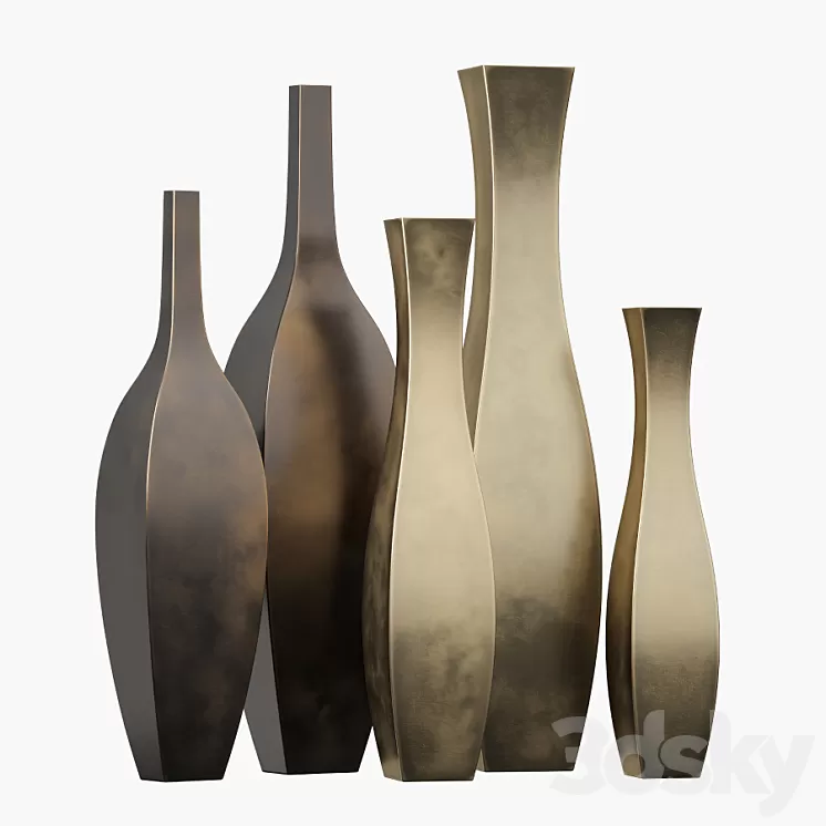 Tall metal vases 3D Model