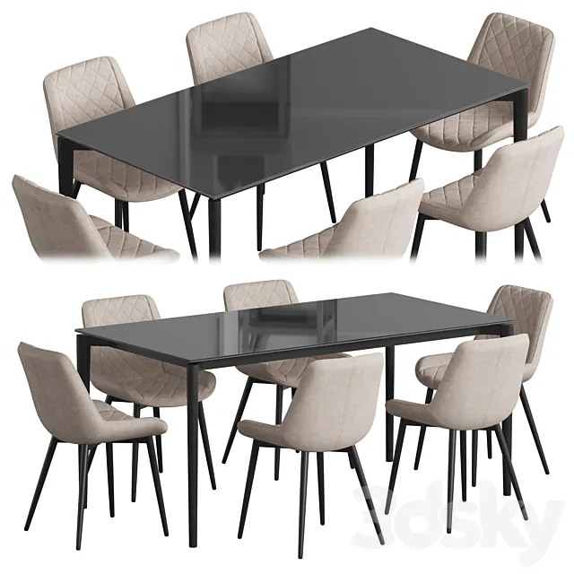 Tandil table La forma Affair Dining set 3DModel