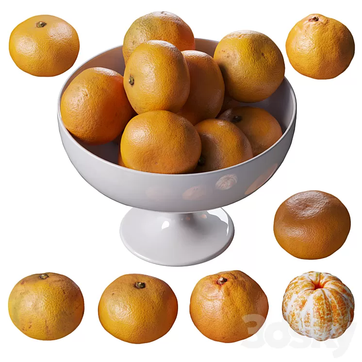 Tangerines in a tall bowl 3D Model Free Download