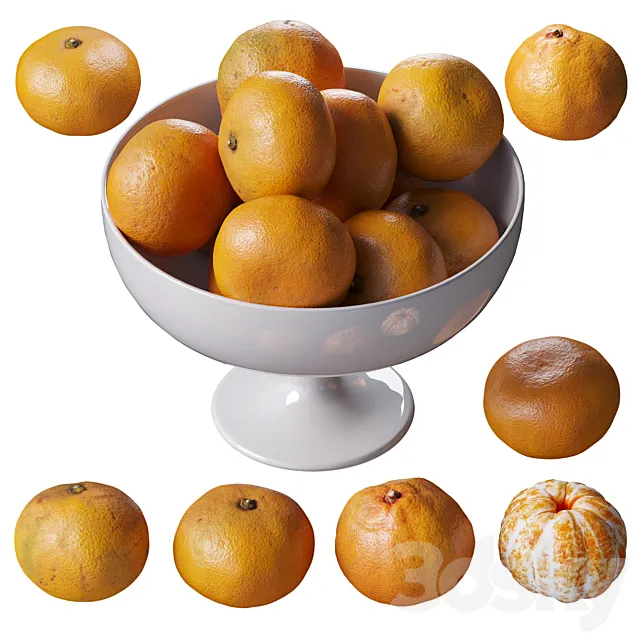 Tangerines in a tall bowl 3DModel