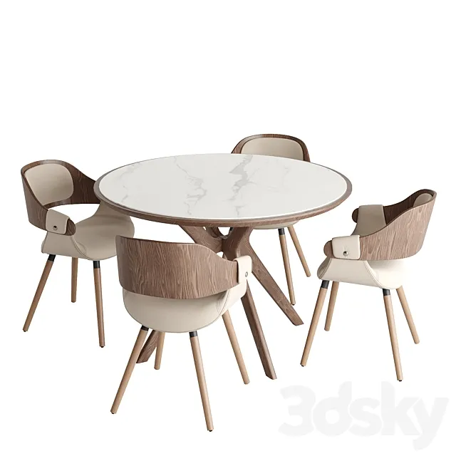 Tango dining table and Jody chairs 3D Model Tango dining table and Jody chairs 3D Model