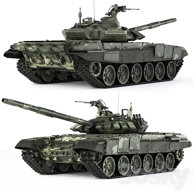 Tank T-72B3 2012 3D Model