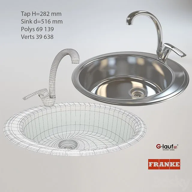 Tap g lauf + sink franke 3D Model