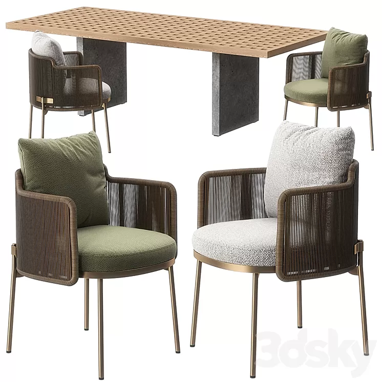 Tape chair Quadrado table by Minotti 3D Model Free Download