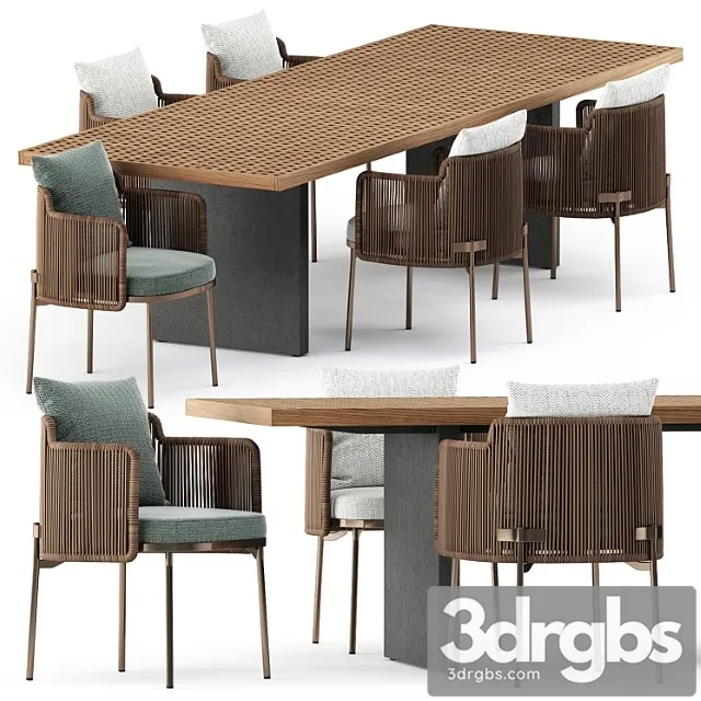 Tape Cord Chair and Quadrado Table by Minotti 3D Model Download