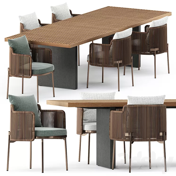 TAPE CORD chair and Quadrado Table by Minotti 3D Model