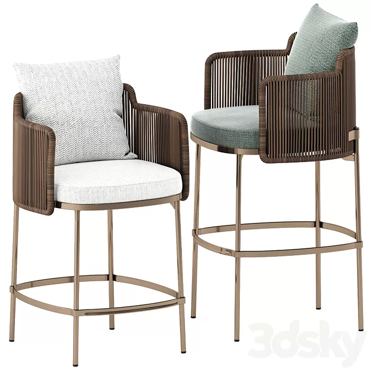 TAPE CORD OUTDOOR bar chair by Minotti 3D Model TAPE CORD OUTDOOR bar chair by Minotti 3D Model