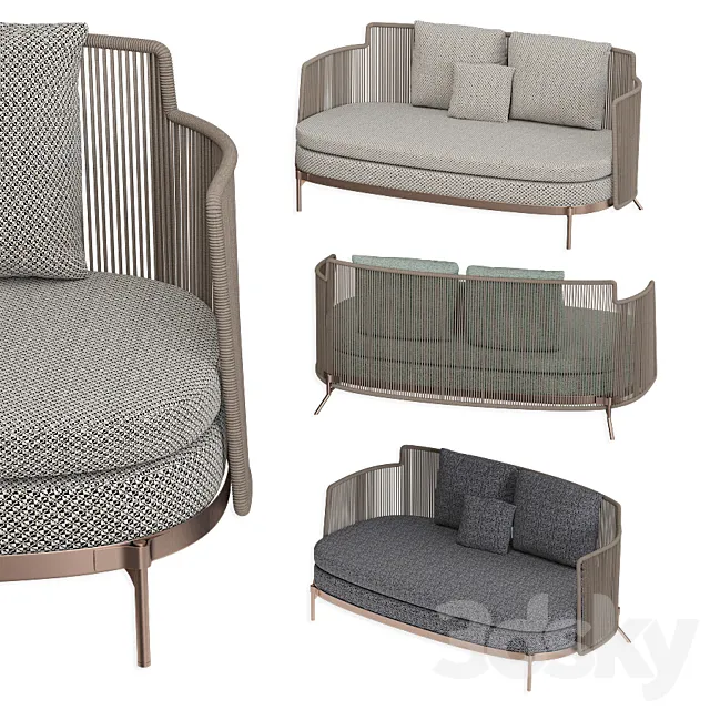 Tape Cord Outdoor Sofa Minotti 3D Model