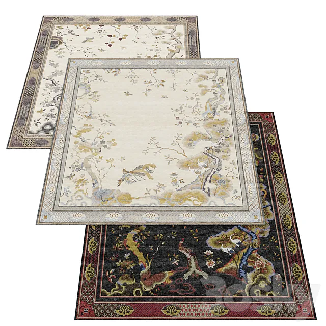 Tapis Rouge Chinoiserie 3DModel Tapis Rouge Chinoiserie 3DModel