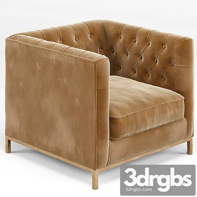 Tarrington fawn mohair tufted cube armchair Tarrington fawn mohair tufted cube armchair