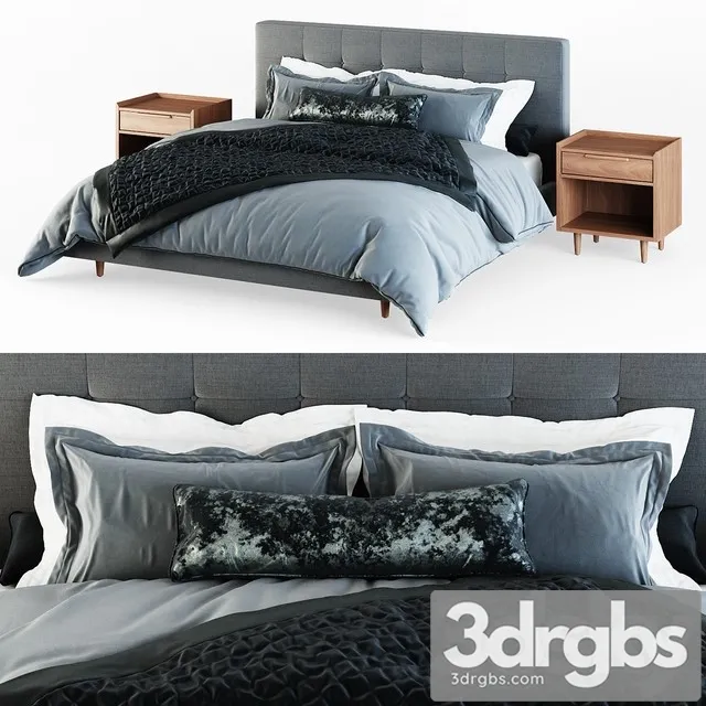 Tate King Upholstered Bed 45 With Nightstands 3D Model Download