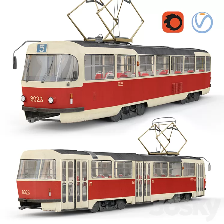 Tatra tram T3 3D Model