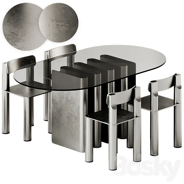 TAVOLO 2 Table by Pulpo and SILO Aluminum chair by Found 3D Model TAVOLO 2 Table by Pulpo and SILO Aluminum chair by Found 3D Model
