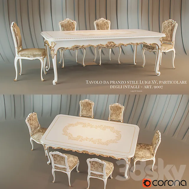 Tavolo da pranzo Venezia in stile Luigi XV 3DModel Tavolo da pranzo Venezia in stile Luigi XV 3DModel