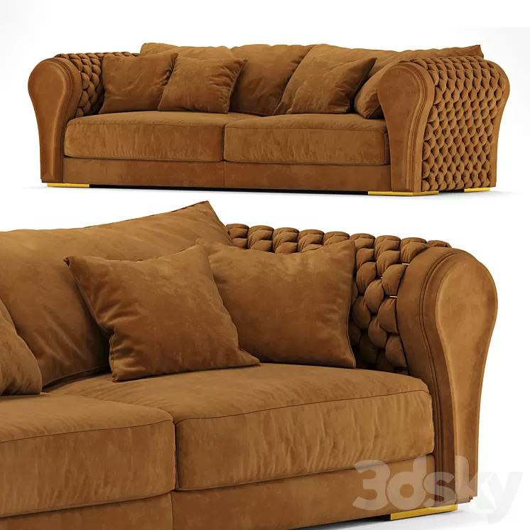 Taylor Llorente Furniture Luxury Leather Sofa Woven Leather brown 3D Model