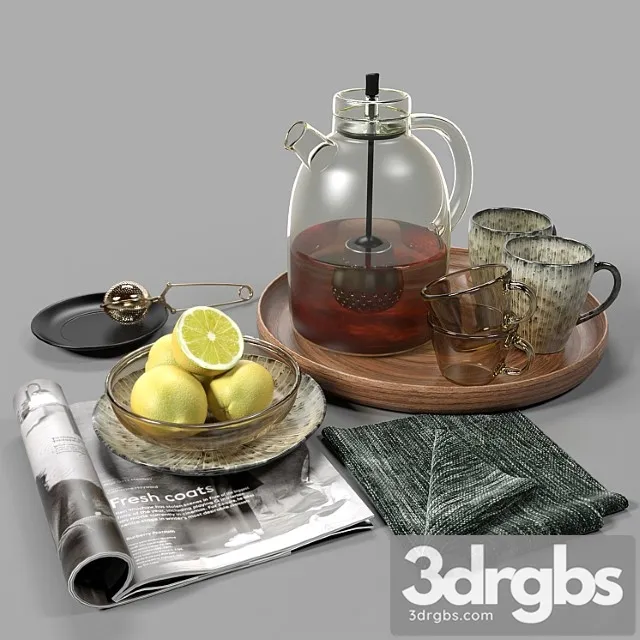 Tea set 01 3D Model Download