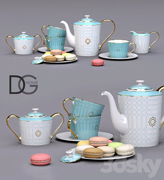 Tea set from DG Home + macaroon 3DModel