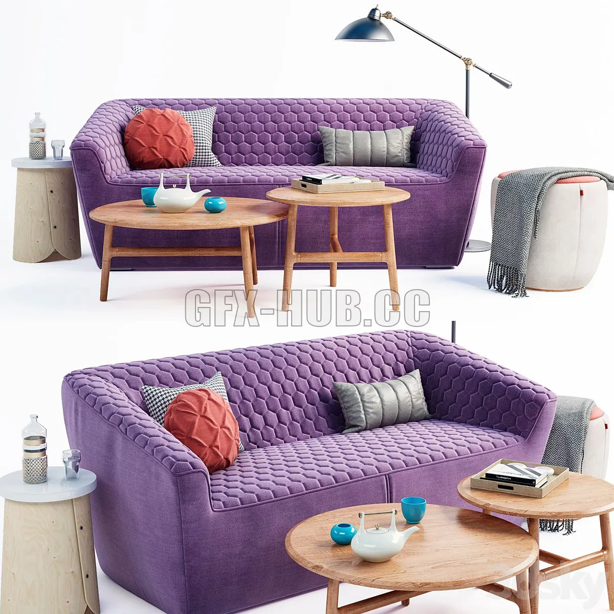 tea sofa set 3D Model tea sofa set 3D Model