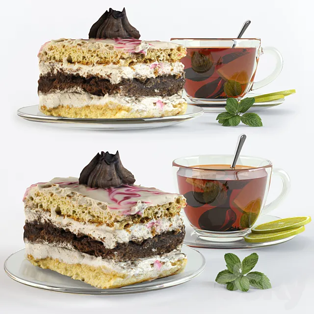 Tea with cake 3D Model