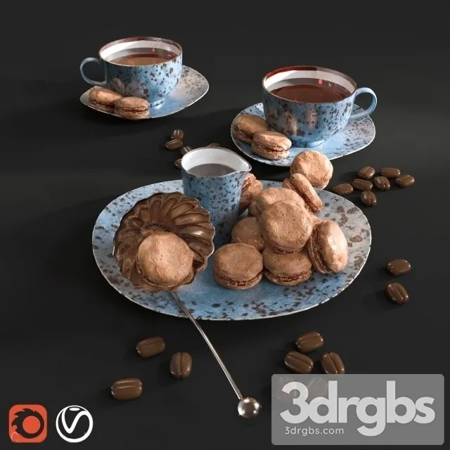 Tea With Macaroon 3D Model Download