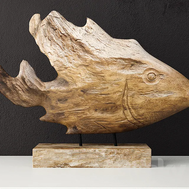 Teak Fish Bust _ Uttermost 3DModel Teak Fish Bust _ Uttermost 3DModel