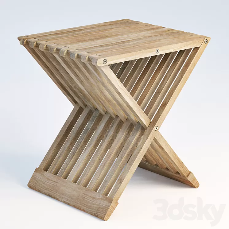 Teak Folding Stool 3D Model