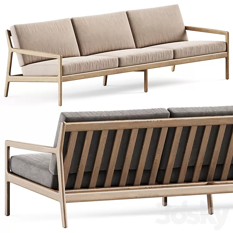 Teak Jack outdoor sofa 3 seater by Ethnicraft \/ Three-seater sofa 3D Model Free Download