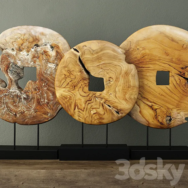 Teak Wood Table Top Decoration 3D Model Teak Wood Table Top Decoration 3D Model