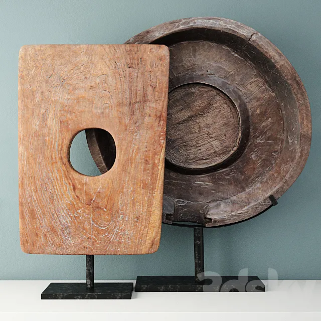 Teakwood Sculptures on Stand 3D Model Teakwood Sculptures on Stand 3D Model