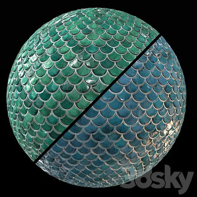 Teal Tile PBR Material-09 3D Model