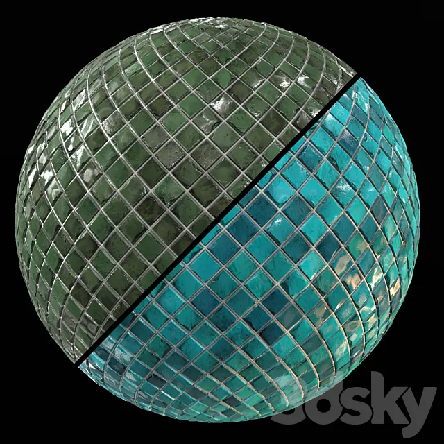 Teal Tile PBR Material-13 3D Model