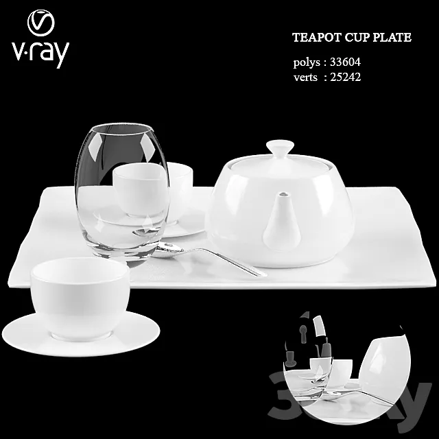 Teapot cup plate 3D Model