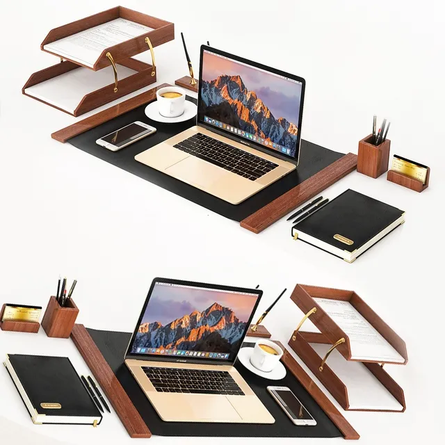 technology – Classic workplace with MacBook 3D Model