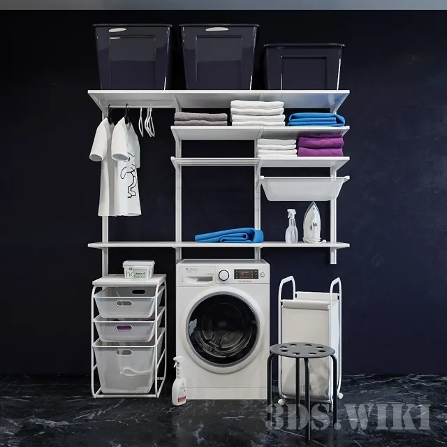 technology – Hotpoint washing machine and IKEA storage system Algot 3D Model
