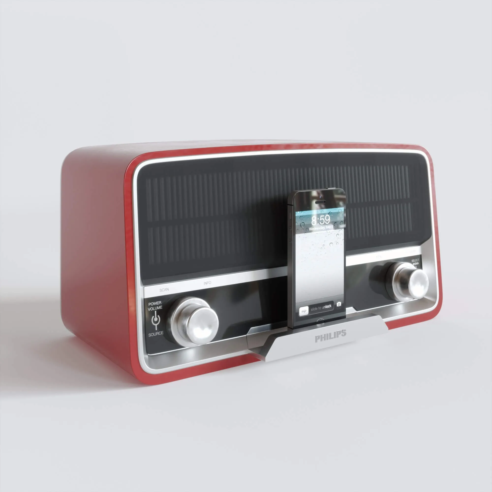 technology – Philips radio receiver in retro style + iphone 5s 3D Model