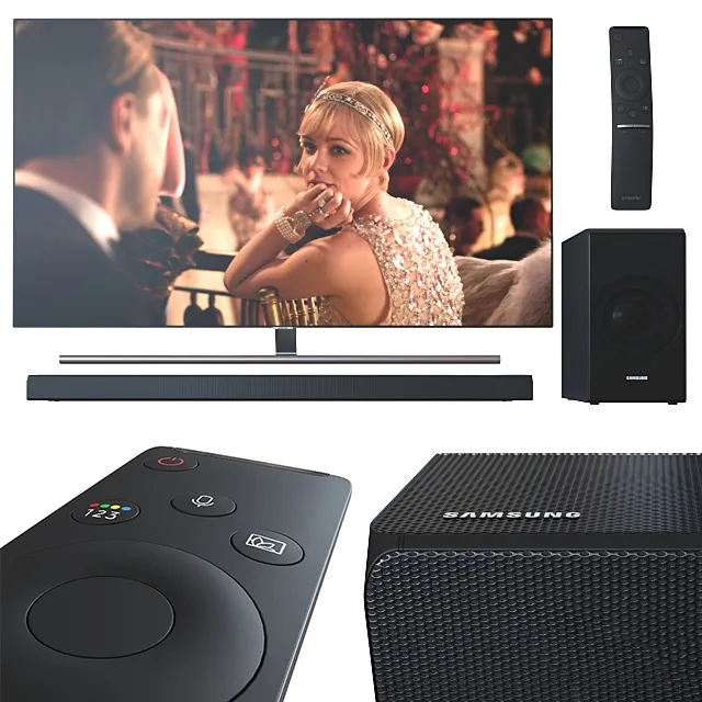 technology – TV 55 and Samsung soundbar 3D Model